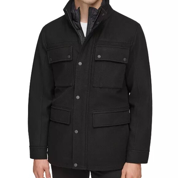 NEW GUESS Wool Blend Water Repellant Jacket Sangria for men 462tn - Picture 3 of 8